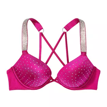 Топ бикини Victoria's Secret Swim Shine Strap Bombshell Push-Up, малиновый