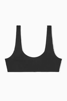 Топ бикини в полоску с широким вырезом COS, черный