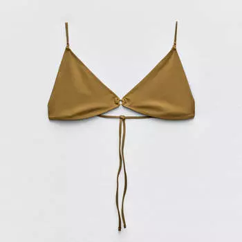 Топ-бикини Zara Triangular, коричнево-зеленый