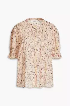 Топ Blouna из хлопковой марли с оборками и цветочным принтом BA&SH, румян