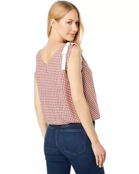 Топ Bobeau Sleeveless Surplice Top, цвет Burnt Red Gingham