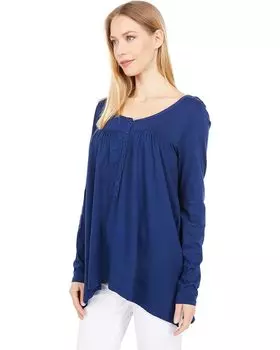 Топ bobi Los Angeles Lightweight Jersey Front Yoke Shirred Top, чернила