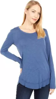 Топ bobi Los Angeles Long Sleeve Curved Hem Top in Slubbed Jersey, цвет Coast