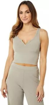 Топ bobi Los Angeles Split-Neck Cropped Tank in Modal Wide Rib, цвет Clay