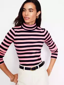 Топ Boden Anna Stripe Rib Roll Neck, цвет spring blossom/navy