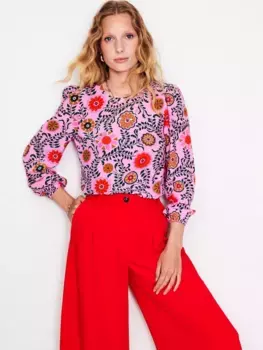 Топ Boden Easy Floral Long Sleeve, цвет pink/multi