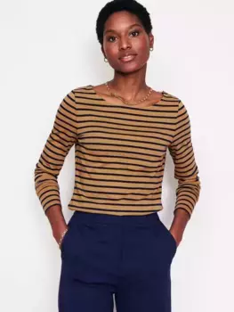 Топ Boden Ella Breton Stripe Long Sleeve, цвет camel/navy