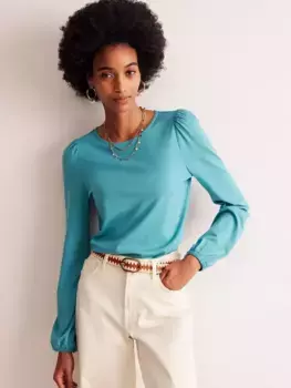 Топ Boden Super Soft Puff Shoulder, цвет blue/grass