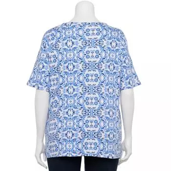 Топ больших размеров Croft & Barrow с рукавами три четверти и разрезом по горловине Croft & Barrow