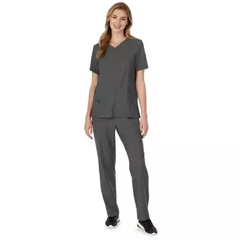Топ больших размеров Cuddl Duds Scrubs с V-образным вырезом и карманами Cuddl Duds, белый