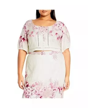 Топ больших размеров Isabella с каймой CITY CHIC, белый