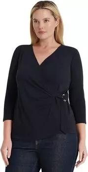Топ больших размеров из эластичного джерси LAUREN Ralph Lauren, цвет Lauren Navy