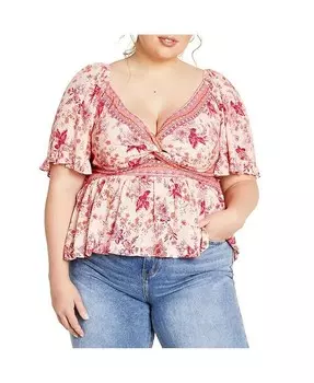 Топ больших размеров Pretty Thing CITY CHIC, розовый