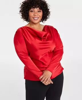 Топ больших размеров с хомутом и длинными рукавами I.N.C. International Concepts, красный