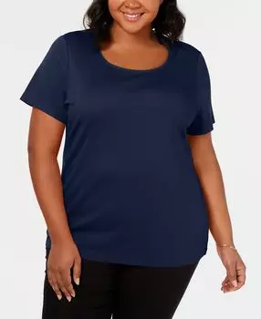 Топ больших размеров с короткими рукавами и круглым вырезом, созданный для macy's Karen Scott, мульти