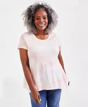 Топ больших размеров с носовым платком и подолом с принтом Style & Co, розовый