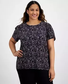 Топ больших размеров с принтом и рукавами-тюльпанами Anne Klein, красный