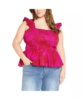 Топ больших размеров с принтом Marli CITY CHIC, розовый