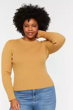 Топ больших размеров в рубчик с длинными рукавами Forever 21, сафари