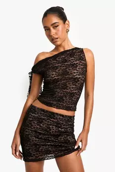 Топ Boohoo на кружевной подкладке, черный