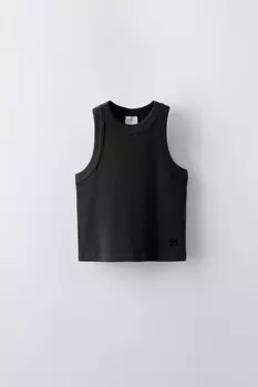 Топ-борцовка в ребристую стиле ZARA, черный