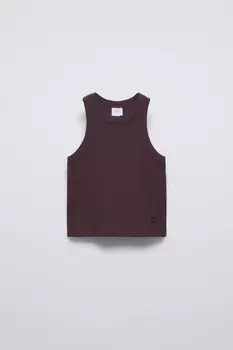 Топ-борцовка в ребристую стиле ZARA, коричневый