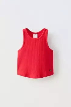 Топ-борцовка в ребристую стиле ZARA, красный