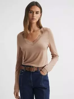 Топ Brady с V-образным вырезом Reiss, кэмел