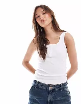 Топ Brave Soul с квадратным вырезом и застежкой на пуговицы белого цвета