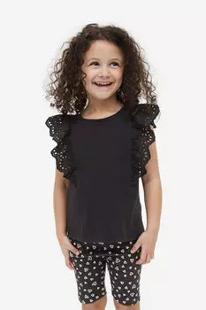 Топ broderie anglaise с деталями H&M, черный