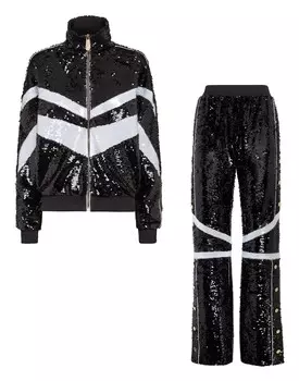 Топ/Брюки Спортивный костюм с кристаллами Philipp Plein, черный