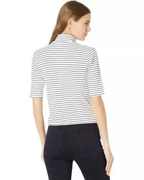 Топ Buffalo David Bitton Ezra Mock Neck Rib Crop Top, цвет Black/White Stripe