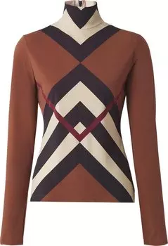 Топ Burberry Chevron Check Print Turtleneck Top 'Dark Birch Brown', коричневый