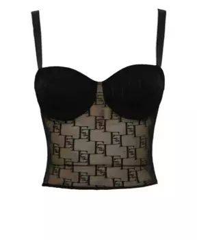 Топ Бюстье из тюля с регулируемыми бретелями Elisabetta Franchi, черный