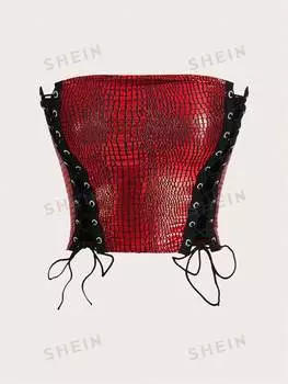 Топ-бюстье Shein Icon Y2k из искусственной кожи, красный