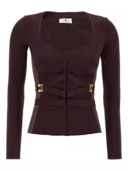 Топ-бюстье со вставками из тюля Elisabetta Franchi, красный