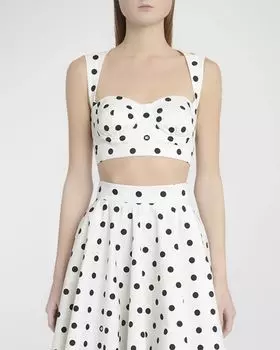 Топ-бюстье в горошек с открытой спиной Dolce&Gabbana, цвет White Prt