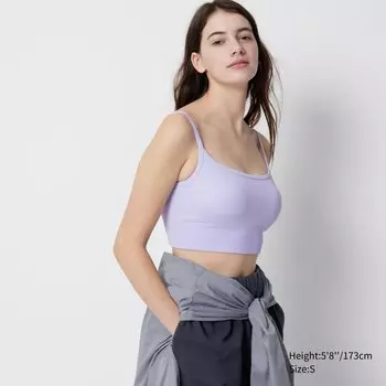 Топ-бюстгальтер бесшовный Uniqlo на бретельках, светло-фиолетовый