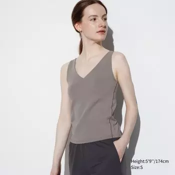 Топ-бюстгальтер без рукавов airism active UNIQLO, коричневый