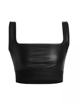 Топ-бюстгальтер из эластичной искусственной кожи Helmut Lang, черный