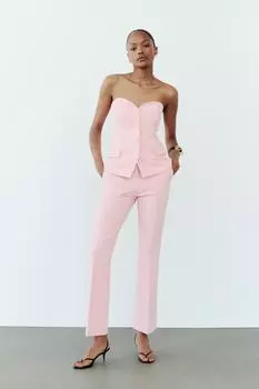 Топ-бютье с закрытыми пуговицами ZARA, розовый