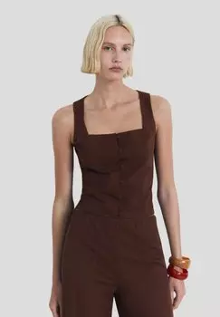 Топ Button-down blouse Mango, коричневый