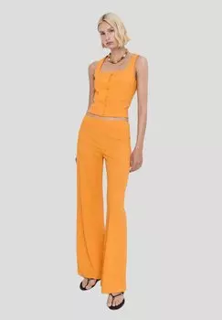 Топ Button-down blouse Mango, оранжевый