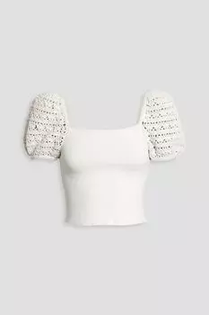 Топ Caley из эластичного джерси со вставками крючком ALICE + OLIVIA, белый