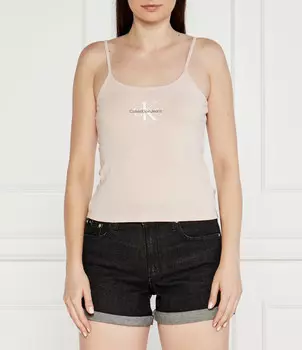 Топ CALVIN KLEIN JEANS Monologo Slim Fit, пудрово-розовый