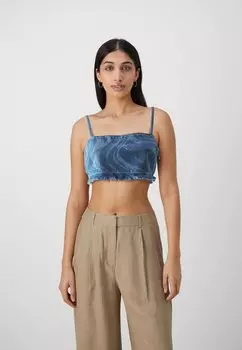 Топ CAMICIA Patrizia Pepe, светло-голубой деним