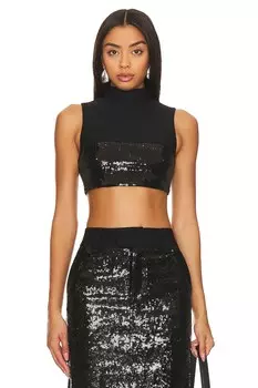 Топ Camila Coelho Venning Sequin Crop, черный