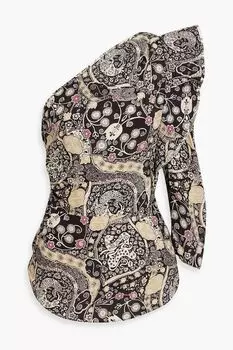 Топ Carina из вуали на одно плечо с принтом ISABEL MARANT TOILE, черный