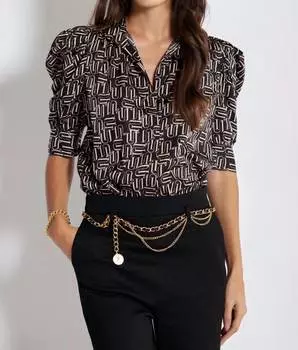 Топ Cate со сборками на рукавах и принтом в стиле ретро bishop + young, цвет retro print