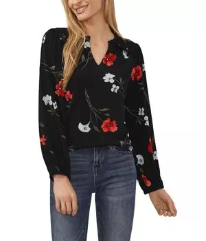 Топ CeCe Floral Long, цвет Rich Black